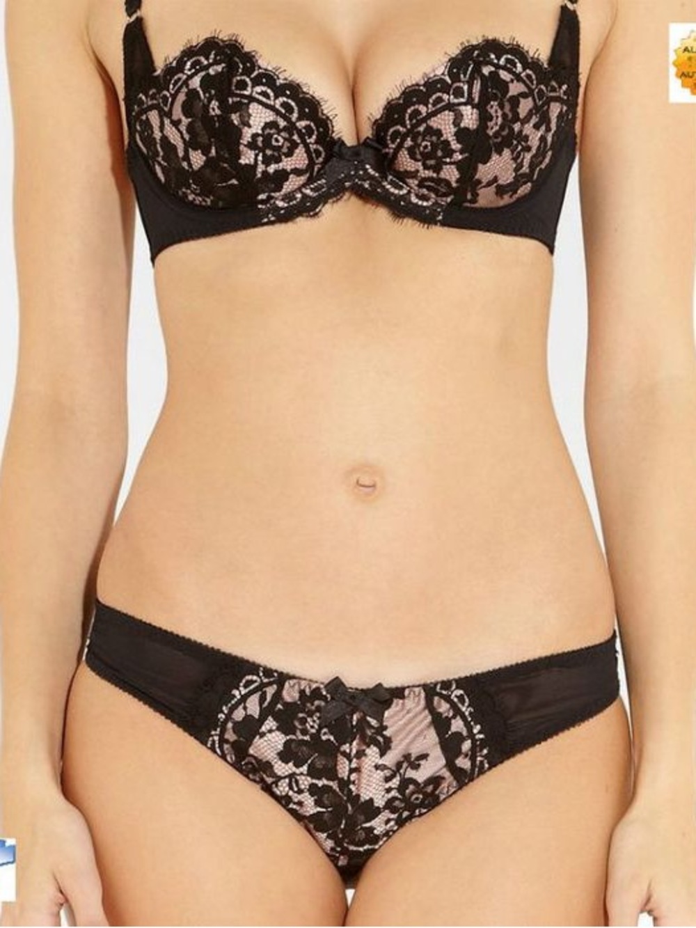 NWT Agent Provocateur Selena Thong Black/pink Size 4/L - Picture 2 of 2